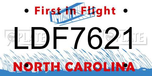 LDF7621 North Carolina License Plate