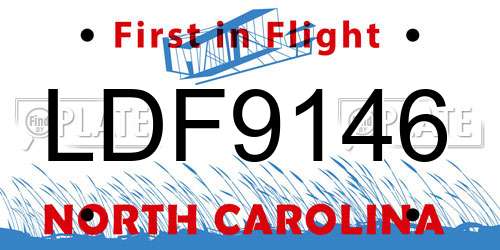 LDF9146 North Carolina License Plate
