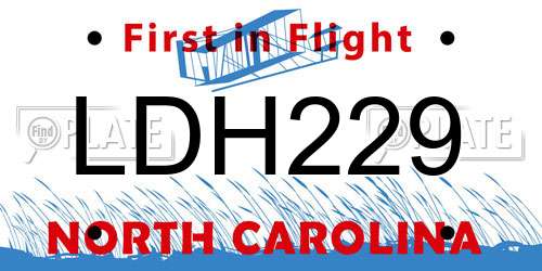 LDH229 North Carolina License Plate