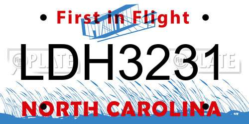 LDH3231 North Carolina License Plate