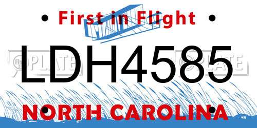 LDH4585 North Carolina License Plate