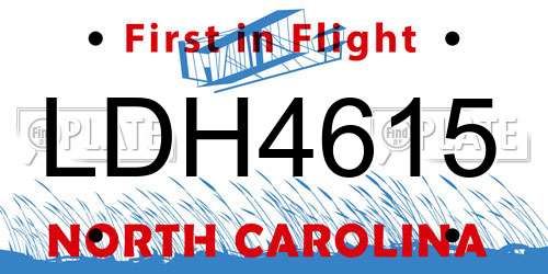 LDH4615 North Carolina License Plate