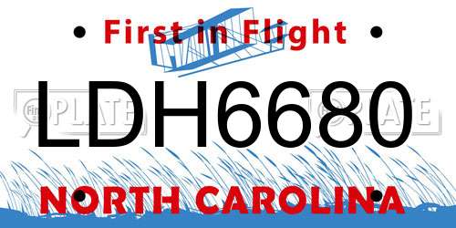 LDH6680 North Carolina License Plate
