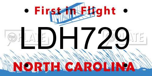 LDH729 North Carolina License Plate