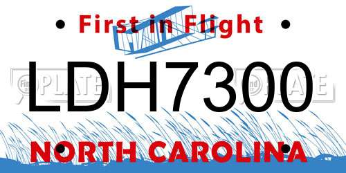 LDH7300 North Carolina License Plate