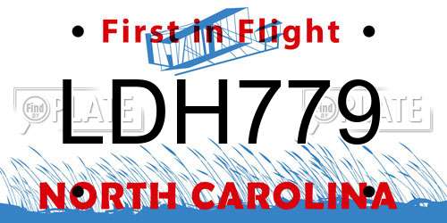 LDH779 North Carolina License Plate