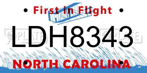 LDH8343 North Carolina License Plate
