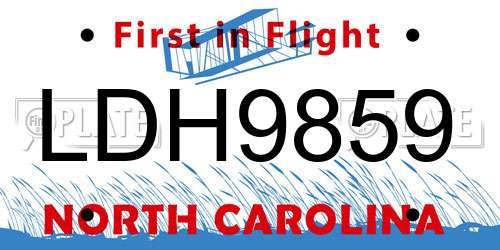 LDH9859 North Carolina License Plate