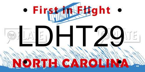 LDHT29 North Carolina License Plate