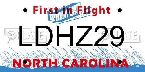 LDHZ29 North Carolina License Plate