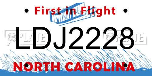 LDJ2228 North Carolina License Plate