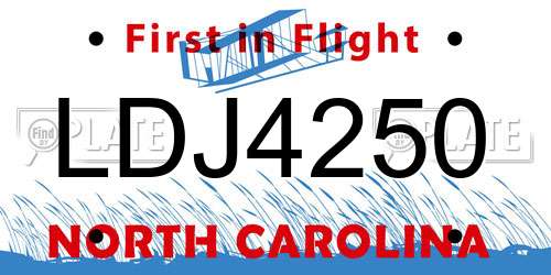 LDJ4250 North Carolina License Plate