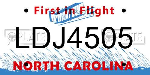LDJ4505 North Carolina License Plate