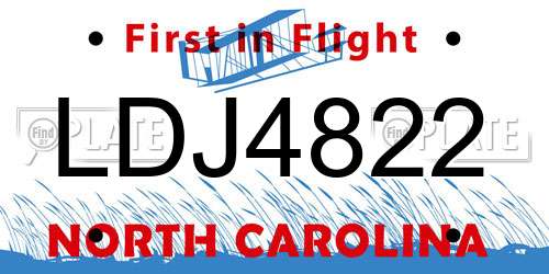 LDJ4822 North Carolina License Plate