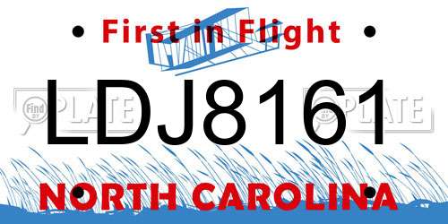 LDJ8161 North Carolina License Plate