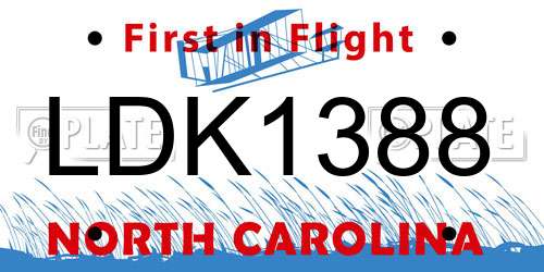 LDK1388 North Carolina License Plate