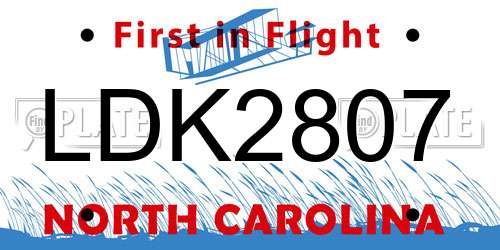 LDK2807 North Carolina License Plate