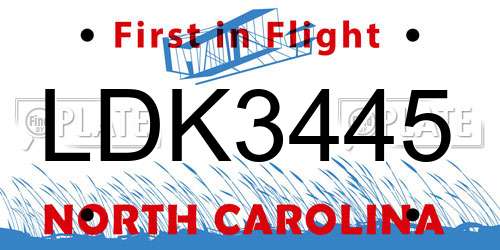 LDK3445 North Carolina License Plate