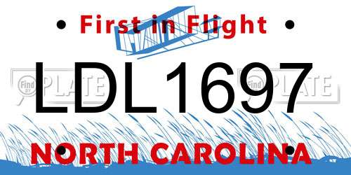 LDL1697 North Carolina License Plate