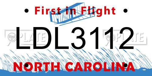 LDL3112 North Carolina License Plate