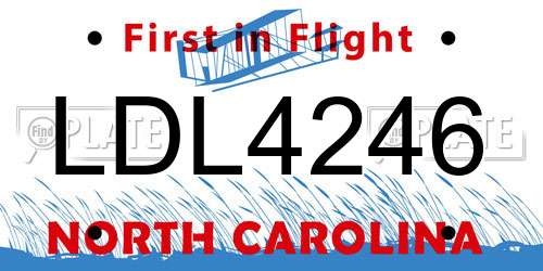 LDL4246 North Carolina License Plate