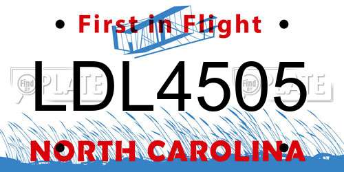 LDL4505 North Carolina License Plate