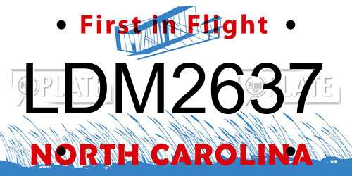 LDM2637 North Carolina License Plate