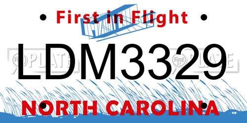 LDM3329 North Carolina License Plate