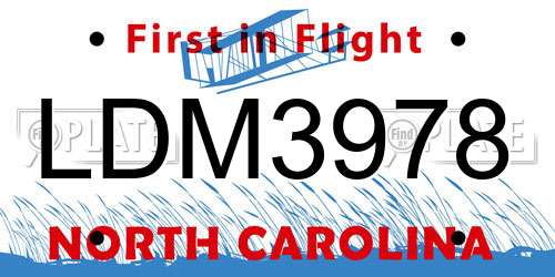 LDM3978 North Carolina License Plate