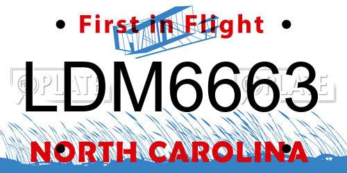 LDM6663 North Carolina License Plate