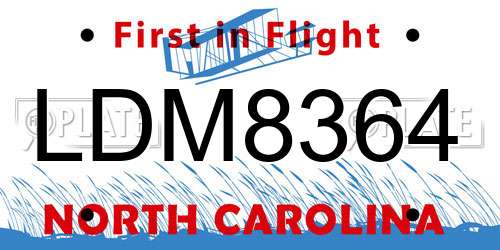 LDM8364 North Carolina License Plate