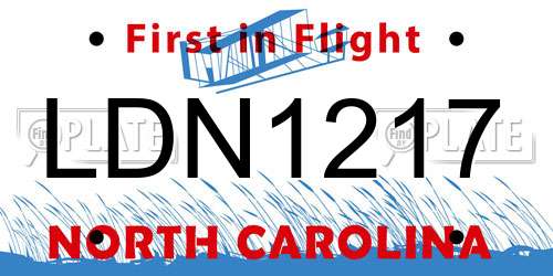 LDN1217 North Carolina License Plate