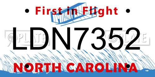 LDN7352 North Carolina License Plate