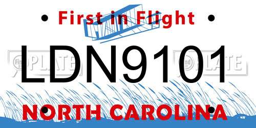 LDN9101 North Carolina License Plate