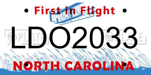 LDO2033 North Carolina License Plate