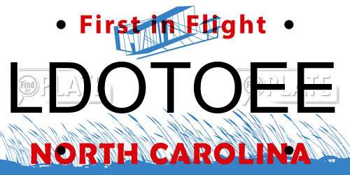 LDOTOEE North Carolina License Plate