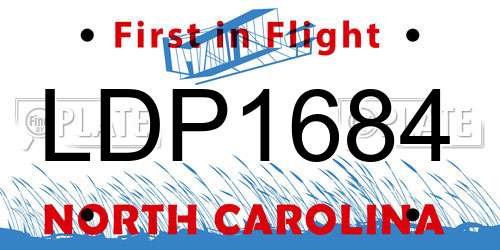LDP1684 North Carolina License Plate