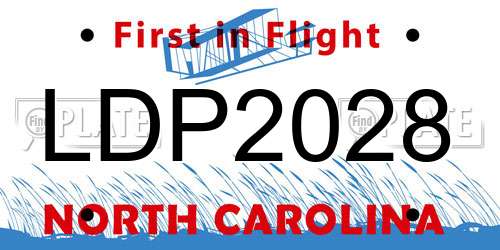 LDP2028 North Carolina License Plate