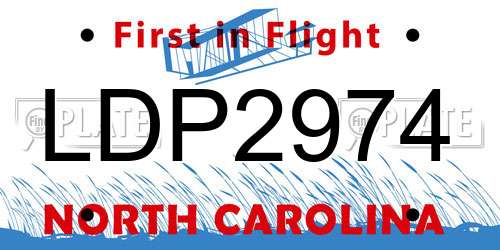 LDP2974 North Carolina License Plate