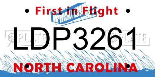 LDP3261 North Carolina License Plate