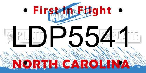 LDP5541 North Carolina License Plate