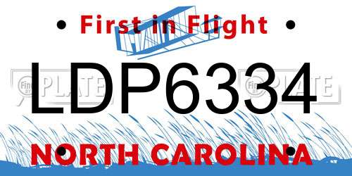 LDP6334 North Carolina License Plate