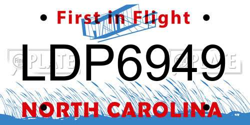 LDP6949 North Carolina License Plate
