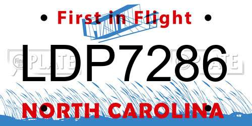 LDP7286 North Carolina License Plate