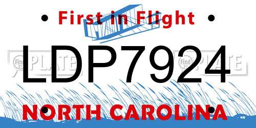 LDP7924 North Carolina License Plate