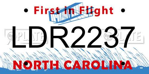 LDR2237 North Carolina License Plate