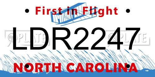 LDR2247 North Carolina License Plate
