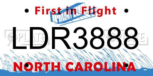 LDR3888 North Carolina License Plate