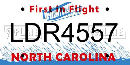 LDR4557 North Carolina License Plate