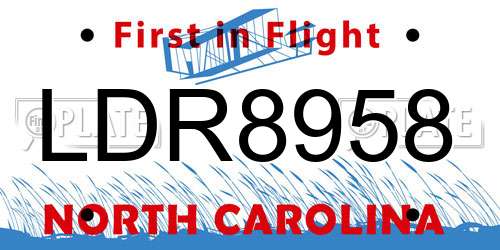 LDR8958 North Carolina License Plate